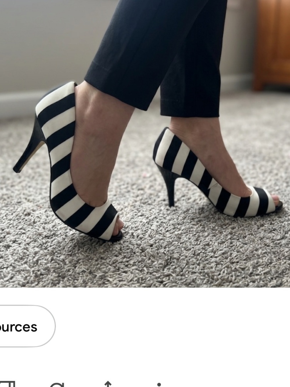 Fiona Y2K Classic Black & White Striped Peep-Toe Heels